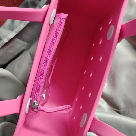 ❤️BOGG BITTY BAG PINK Waterproof Rubber Tote Purse + Clear Zip Wallet - Picture 7 of 7